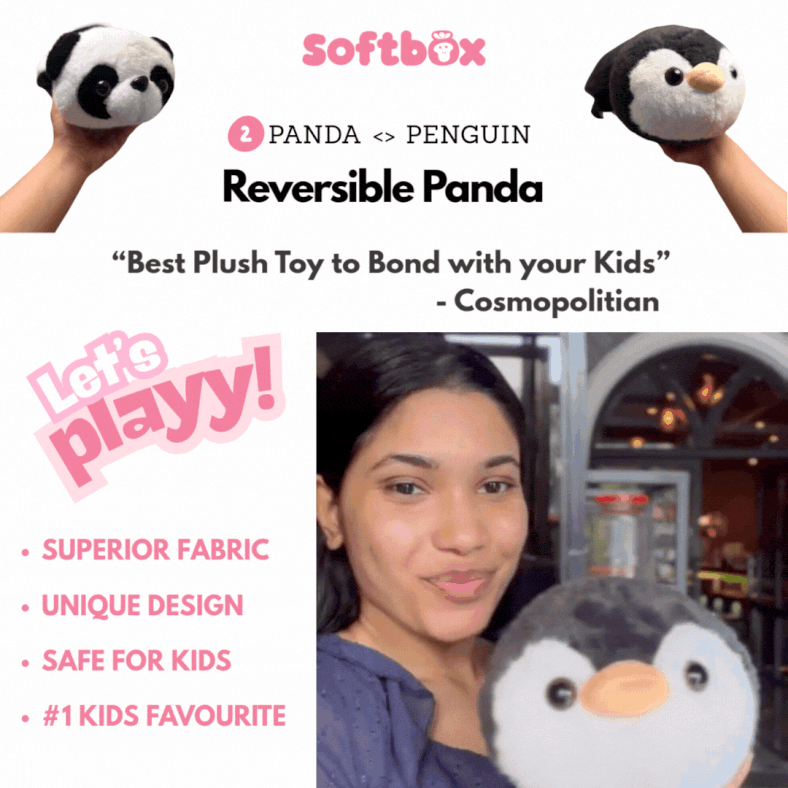 2-in-1 Reversible Plush Toys – Panda, Penguin & Dogs (All Variants)