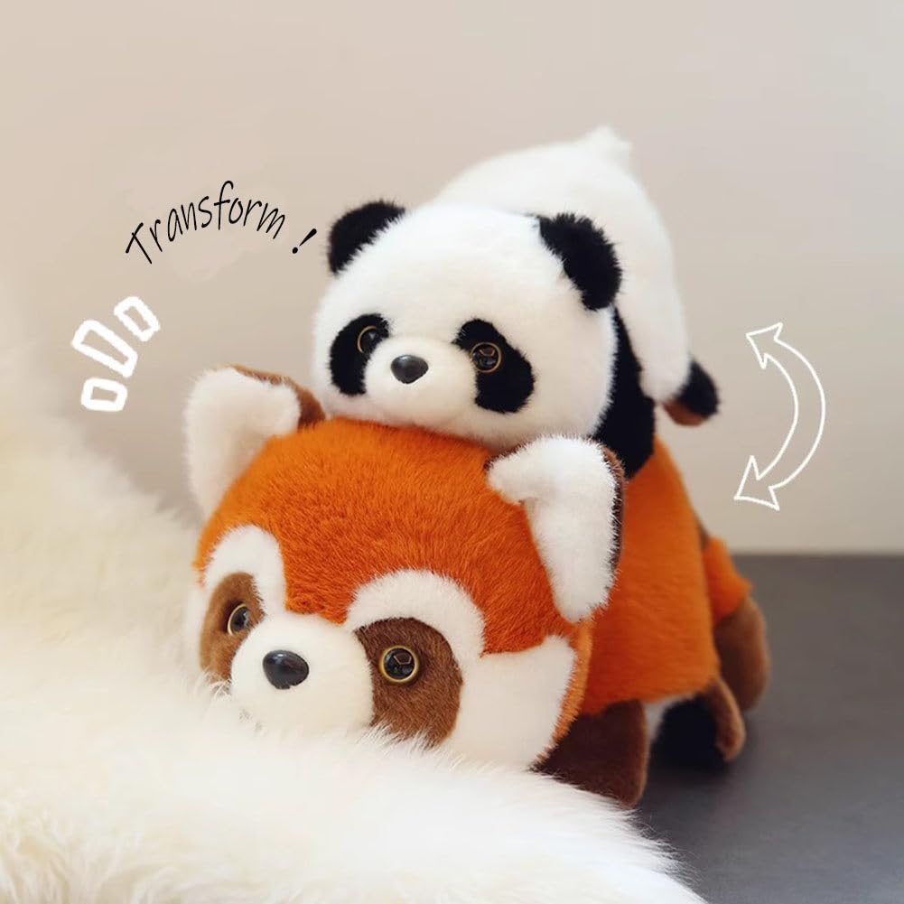 Flip and cuddle panda plush