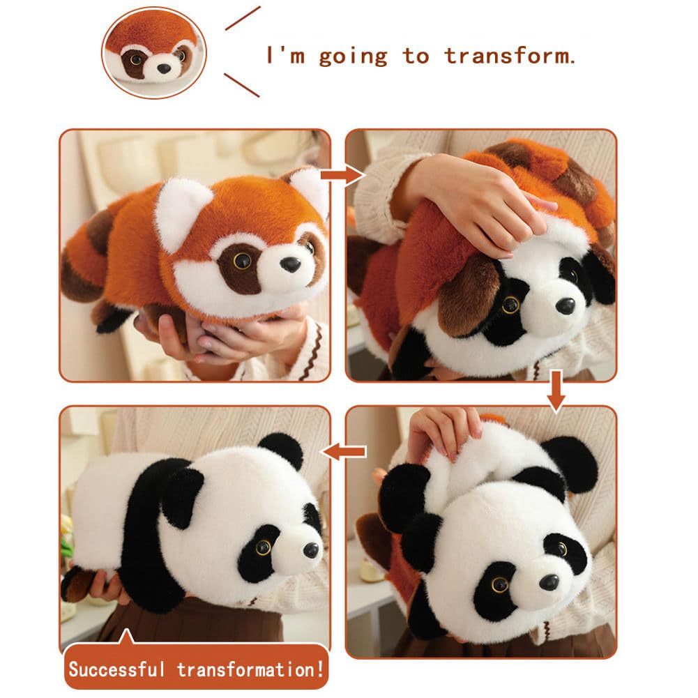 Flip and cuddle panda plush